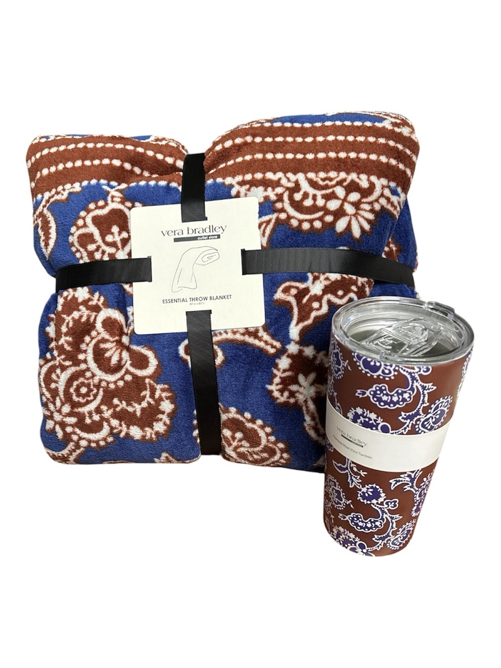 Vera Bradley Cotswold Plush Throw Blanket 50x80 matching Travel Mug